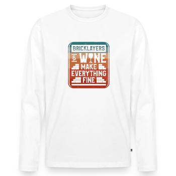 Bricklayers & Wine Make Everything Fine Bricklayer - Men's Premium Organic Long Sleeve Shirt - white - Front - Nico (187cm)