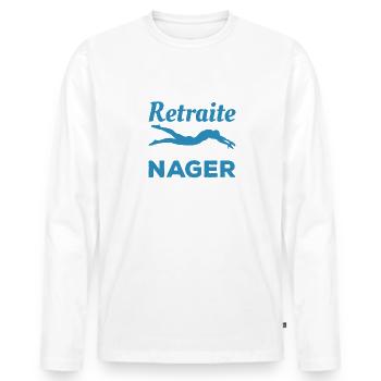 Mon Plan Retraite C'est De Nager Plongeur Plongée - T-shirt manches longues Premium bio Homme - blanc - Devant - Nico (187cm)