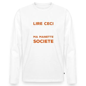 Ceci On M'a Forcé À Poser Ma Manette Et À Revenir - T-shirt manches longues Premium bio Homme - blanc - Devant - Nico (187cm)