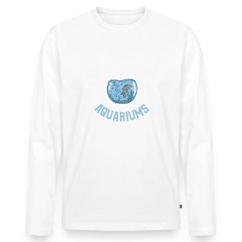 Facilement distrait par les aquariums piscicoles - T-shirt manches longues Premium bio Homme - blanc - Devant - Nico (187cm)
