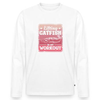Soulever le poisson-chat est mon entraînement Catfishing Fishing - T-shirt manches longues Premium bio Homme - blanc - Devant - Nico (187cm)