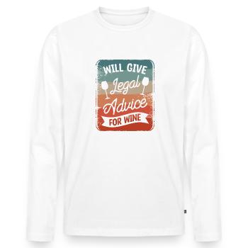 Will Give Legal Advice For Wine Lawyer Law - Men's Premium Organic Long Sleeve Shirt - white - Front - Nico (187cm)