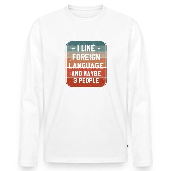J’aime la langue étrangère et peut-être 3 personnes - T-shirt manches longues Premium bio Homme - blanc - Devant - Nico (187cm)