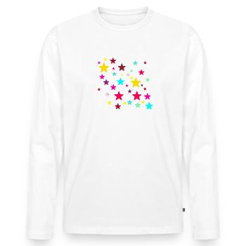 Sterne,stern, bunte Sterne - Männer Premium Bio Langarmshirt - Weiß - Vorne - Nico (187cm)