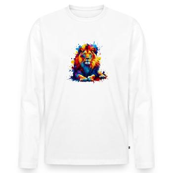 Splash Art Lions Wildlife Safari Zoo Lion d’Afrique - T-shirt manches longues Premium bio Homme - blanc - Devant - Nico (187cm)