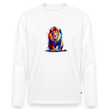 Splash Art Lions Wildlife Safari Zoo Lion d’Afrique - T-shirt manches longues Premium bio Homme - blanc - Devant - Nico (187cm)