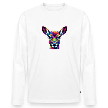 Bunte Pop Art Elch Liebhaber Elch Bock Rentier - Männer Premium Bio Langarmshirt - Weiß - Vorne - Nico (187cm)