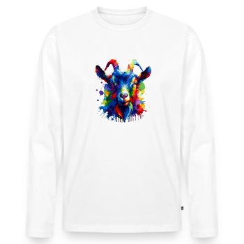 Bunte Splash Art Ziegen Bauernhof Tier Ziege Liebhaber - Männer Premium Bio Langarmshirt - Weiß - Vorne - Nico (187cm)