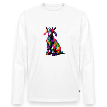 Bunte Pop Art Ziegen Bauernhof Tier Ziege Liebhaber - Männer Premium Bio Langarmshirt - Weiß - Vorne - Nico (187cm)