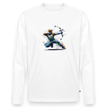 Polygon Art Archer Tir à l’arc Arc Et Flèche Archers - T-shirt manches longues Premium bio Homme - blanc - Devant - Nico (187cm)