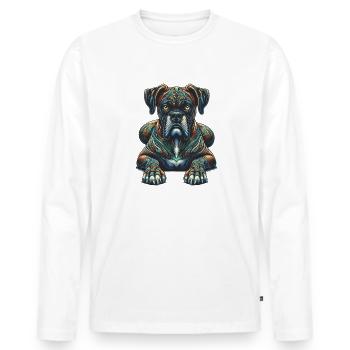 Mandala Art Boxer Hund Boxer - Männer Premium Bio Langarmshirt - Weiß - Vorne - Nico (187cm)