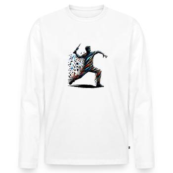 Polygon Art Knife Throwing Blade Thrower Knives - Men's Premium Organic Long Sleeve Shirt - white - Front - Nico (187cm)