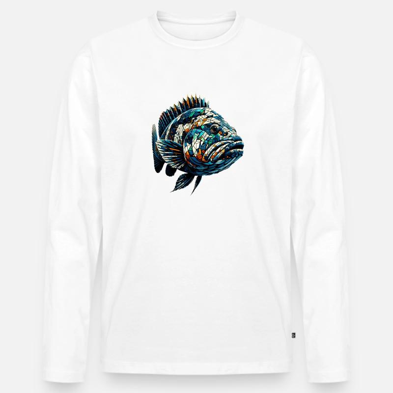 Polygon Art Zackenbarsch Fisch Wolfsbarsch - Männer Premium Bio Langarmshirt - undefined