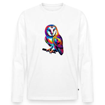 Colorful Pop Art Barn Owl Owls - Men's Premium Organic Long Sleeve Shirt - white - Front - Nico (187cm)