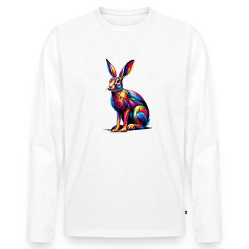 Colorful Pop Art Jackrabbit Jackrabbits - Men's Premium Organic Long Sleeve Shirt - white - Front - Nico (187cm)