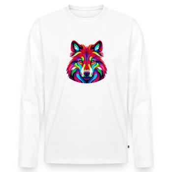 Colorful Pop Art Red Wolf Lover Wolves - Men's Premium Organic Long Sleeve Shirt - white - Front - Nico (187cm)