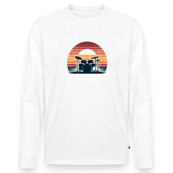 Retro Drumset Drum Drummer Drumming Drummers - Men's Premium Organic Long Sleeve Shirt - white - Front - Nico (187cm)