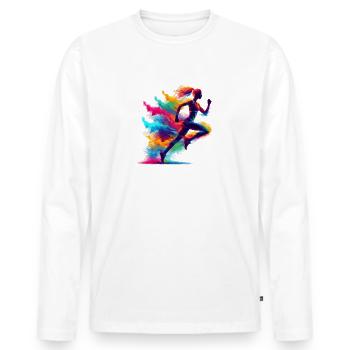 Splash Art Running Marathon Fitness Runner Run - Men's Premium Organic Long Sleeve Shirt - white - Front - Nico (187cm)