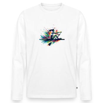 Splash Art Canoë Aviron Pagayeur - T-shirt manches longues Premium bio Homme - blanc - Devant - Nico (187cm)