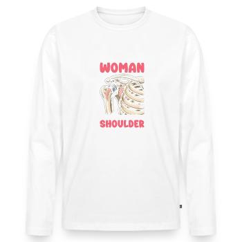 Woman Bionic Shoulder Replacement Surgery Joint - Men's Premium Organic Long Sleeve Shirt - white - Front - Nico (187cm)