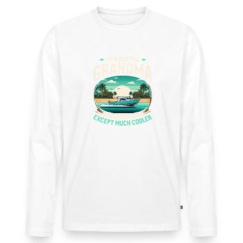 Grand-mère Bateau Bateau Voilier Capitaine Voilier - T-shirt manches longues Premium bio Homme - blanc - Devant - Nico (187cm)