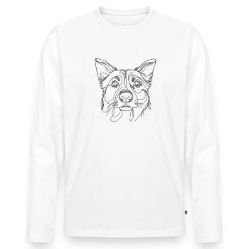 Line Art Australian Cattle Dog - Men's Premium Organic Long Sleeve Shirt - white - Front - Nico (187cm)