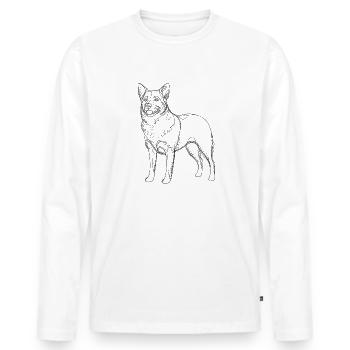 Line Art Australian Cattle Dog - Men's Premium Organic Long Sleeve Shirt - white - Front - Nico (187cm)