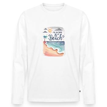 I'd Rather Be At The Beach Summer Vacation Beaches - Men's Premium Organic Long Sleeve Shirt - white - Front - Nico (187cm)