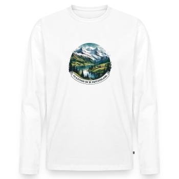 Je préfère être en Suisse vacancier - T-shirt manches longues Premium bio Homme - blanc - Devant - Nico (187cm)