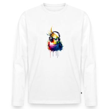 Observation des oiseaux Colorful Splash Art Cockatiel - T-shirt manches longues Premium bio Homme - blanc - Devant - Nico (187cm)