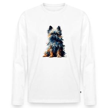 Polygon Art Brüssel Griffon Griffon Bruxellois - Männer Premium Bio Langarmshirt - Weiß - Vorne - Nico (187cm)