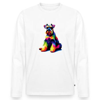 Schnauzer géant coloré Pop Art Schnauzers - T-shirt manches longues Premium bio Homme - blanc - Devant - Nico (187cm)