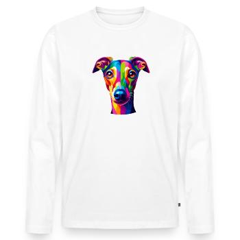 Pop Art coloré Italien Lévrier Italien - T-shirt manches longues Premium bio Homme - blanc - Devant - Nico (187cm)