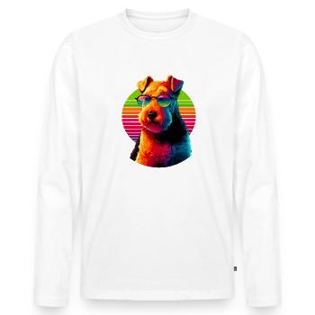 Retro Sunset Sunglasses Lakeland Terrier Terriers - Men's Premium Organic Long Sleeve Shirt - white - Front - Nico (187cm)