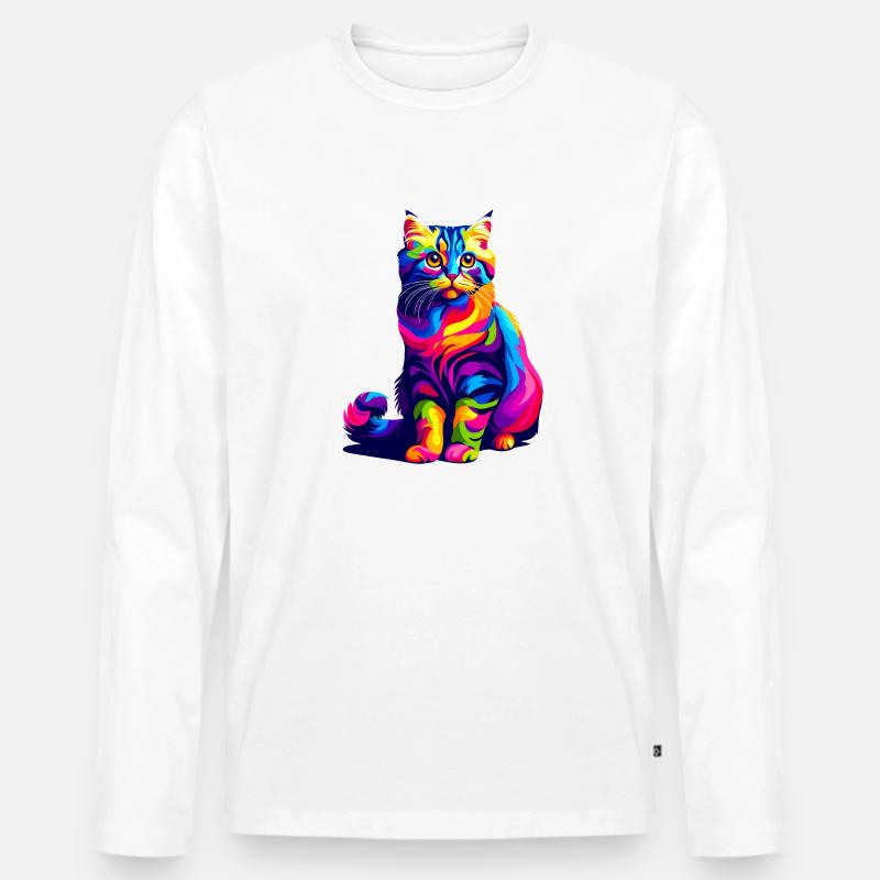 Bunte Pop Art American Curl - Männer Premium Bio Langarmshirt - undefined