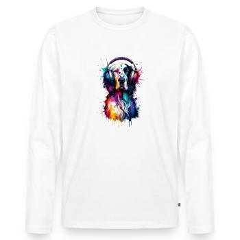 Casque Splash Art Setter Anglais Laverack - T-shirt manches longues Premium bio Homme - blanc - Devant - Nico (187cm)