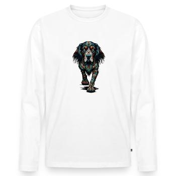 Mandala Art Setter Anglais Setter Laverack - T-shirt manches longues Premium bio Homme - blanc - Devant - Nico (187cm)