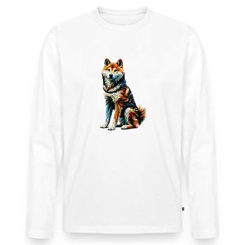 Polygon Art Japanese Shiba Inu - Men's Premium Organic Long Sleeve Shirt - white - Front - Nico (187cm)