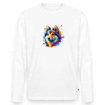 Éclaboussure colorée art suédois Vallhund Västgötaspets - T-shirt manches longues Premium bio Homme - blanc - Devant - Nico (187cm)