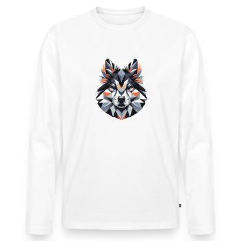 Geometric Art Icelandic Sheepdog - Men's Premium Organic Long Sleeve Shirt - white - Front - Nico (187cm)