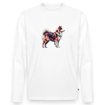 Art géométrique Chien de berger islandais - T-shirt manches longues Premium bio Homme - blanc - Devant - Nico (187cm)