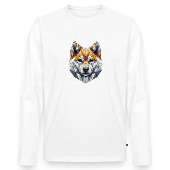 Geometric Art Japanese Shiba Inu - Men's Premium Organic Long Sleeve Shirt - white - Front - Nico (187cm)