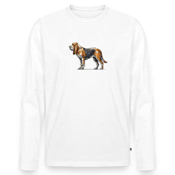 Geometrische Strichzeichnung Bloodhound Bloodhounds St. - Männer Premium Bio Langarmshirt - Weiß - Vorne - Nico (187cm)