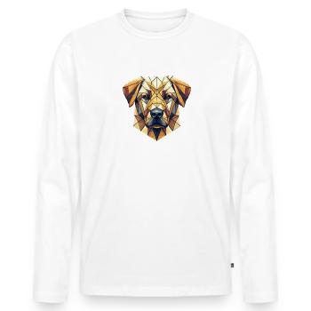 Geometric Line Art Labrador Retriever Lab Dog - Men's Premium Organic Long Sleeve Shirt - white - Front - Nico (187cm)