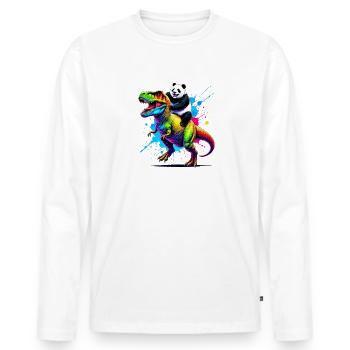Splash Art Dinosaure T-Rex Panda Tyrannosaurus Rex - T-shirt manches longues Premium bio Homme - blanc - Devant - Nico (187cm)