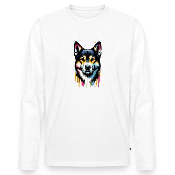 Éclaboussure colorée Art Canaan chien - T-shirt manches longues Premium bio Homme - blanc - Devant - Nico (187cm)