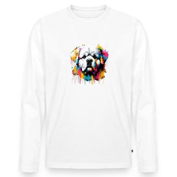 Colorful Splash Art Bolognese Dog Bichon - Men's Premium Organic Long Sleeve Shirt - white - Front - Nico (187cm)