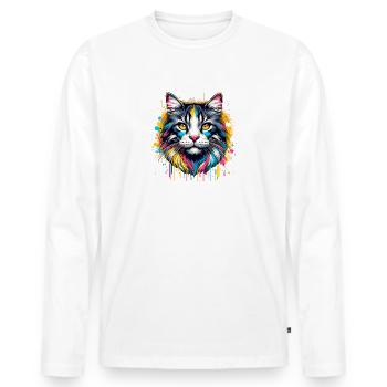 Colorful Splash Art California Spangled - Men's Premium Organic Long Sleeve Shirt - white - Front - Nico (187cm)