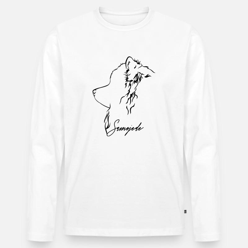 SAMOJEDE Profil Hunde Hund Wilsigns - Männer Premium Bio Langarmshirt - Weiß