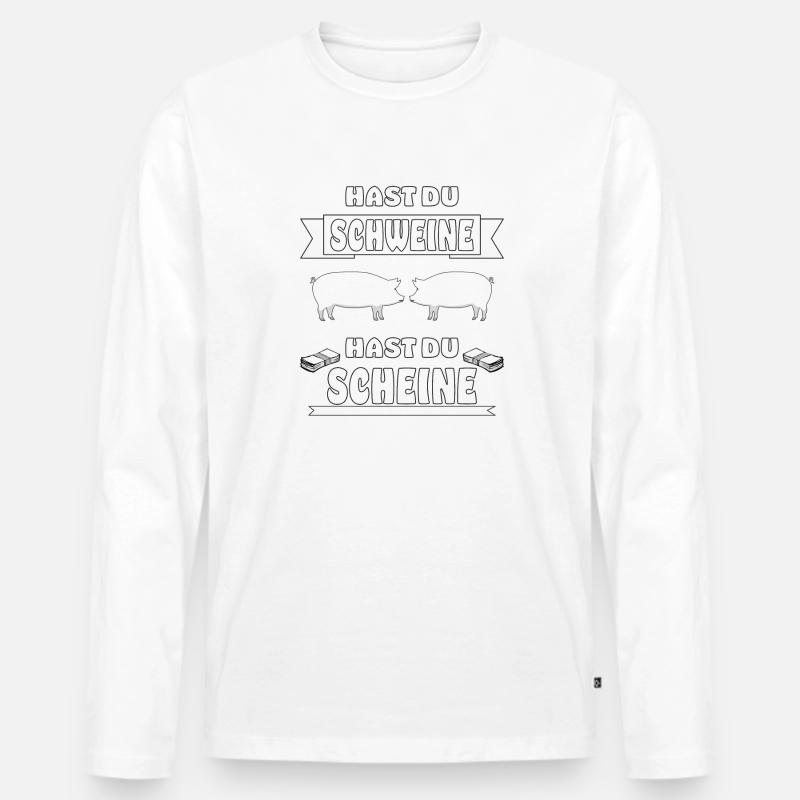 SCHWEINE - Männer Premium Bio Langarmshirt - Weiß